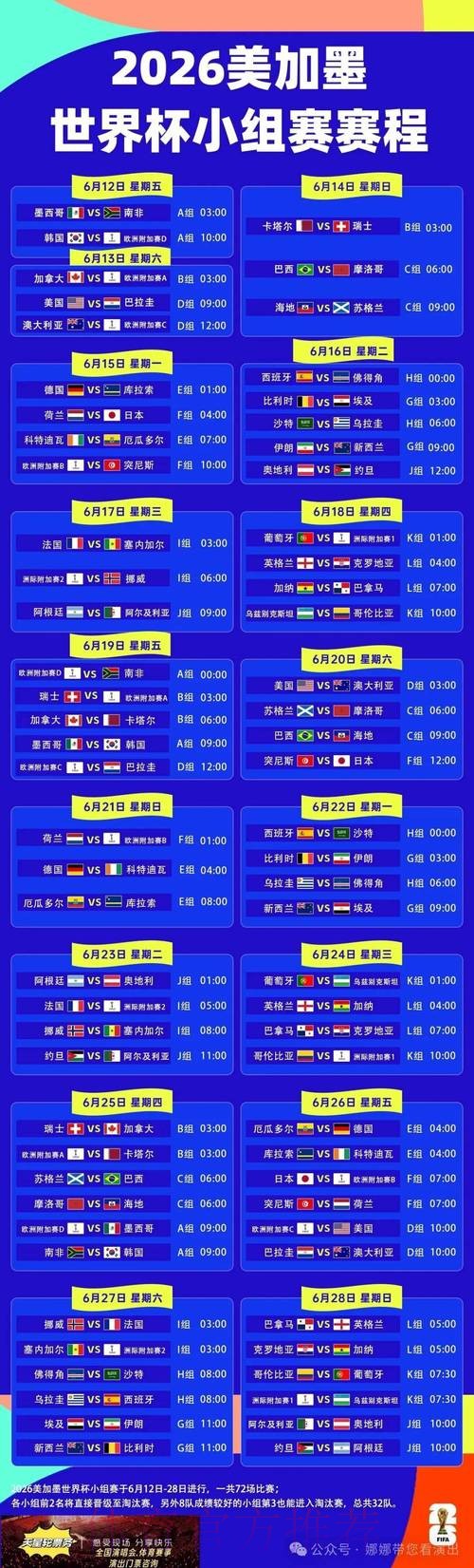 2026世界杯小组赛赛程高清版比赛时间表怎么查 2026世界杯小组赛赛程高清版比赛时间表怎么查